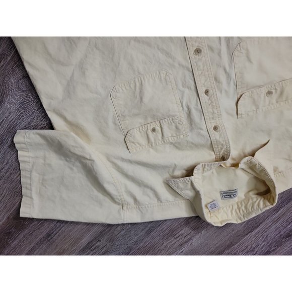 L.L.Bean Men's XL REG Casual Button Shirt Yellow 100% Cotton Chest Pockets SS - Picture 3 of 9
